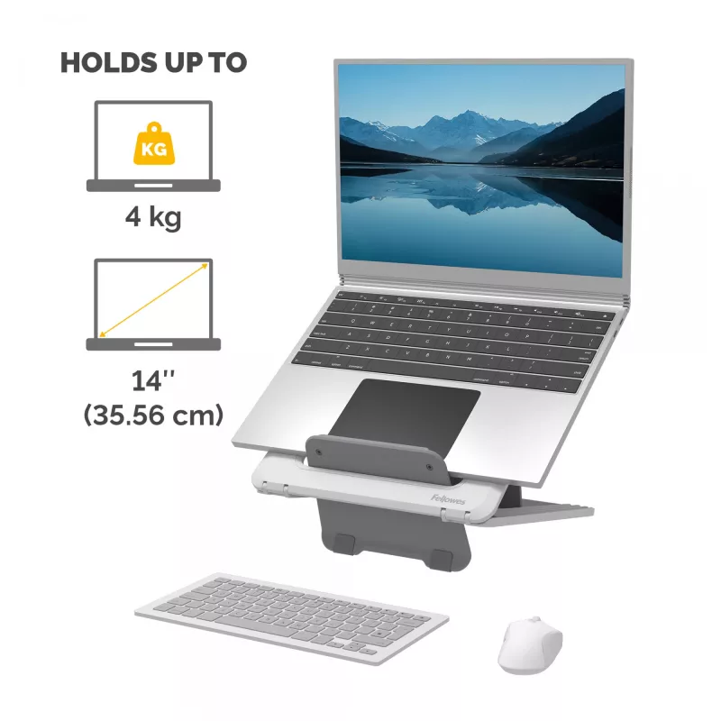 Fellowes Breyta reguliuojamas stovas nešiojamam kompiuteriui, baltas
