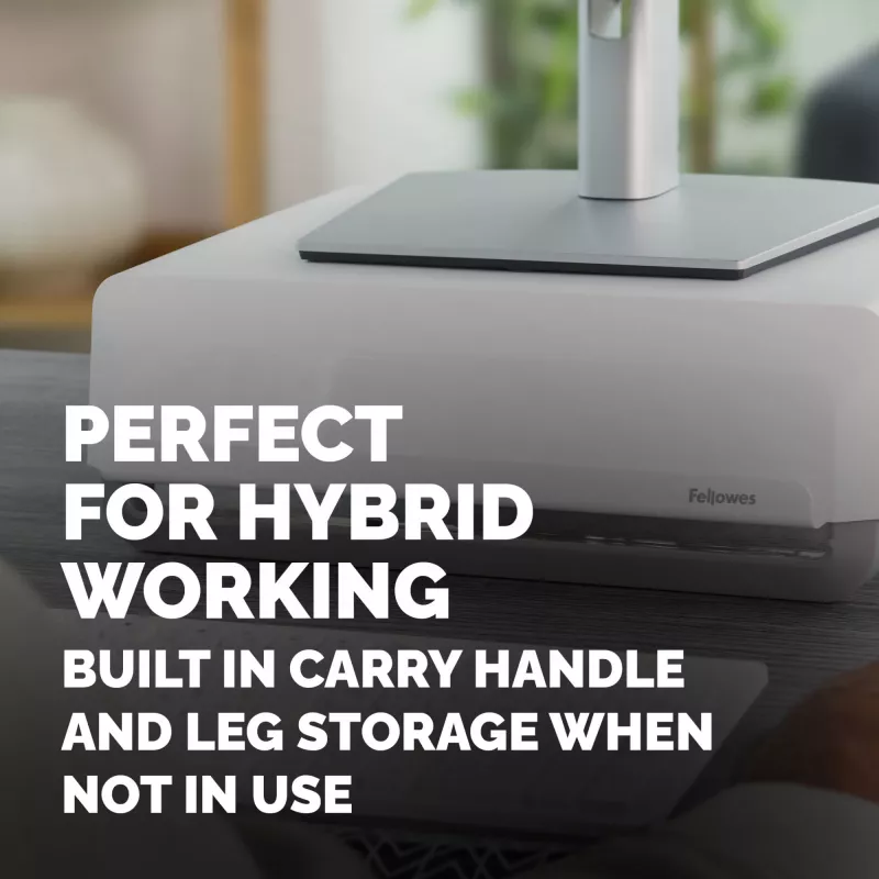 Fellowes Breyta monitorio stovas su 3 aukščio reguliavimais – ergonomiškas reguliuojamas stovas kompiuteriui, kabelių tvarkymas, maks. svoris 15 kg, baltas