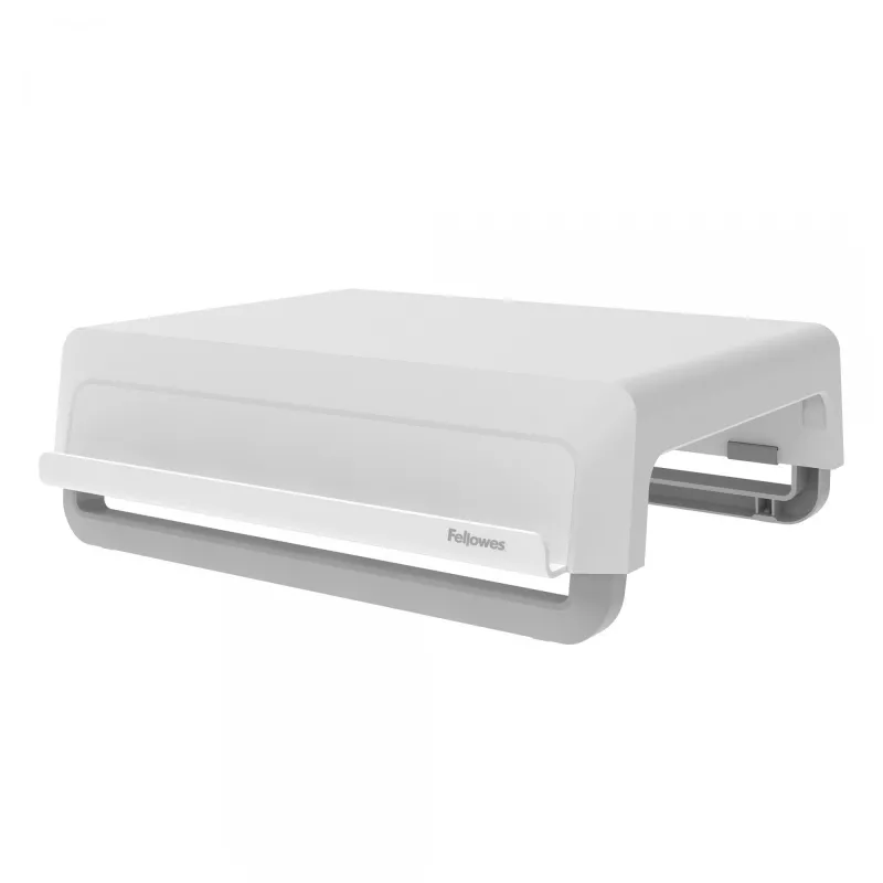 Fellowes Breyta monitorio stovas su 3 aukščio reguliavimais – ergonomiškas reguliuojamas stovas kompiuteriui, kabelių tvarkymas, maks. svoris 15 kg, baltas