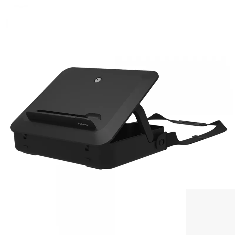Fellowes Breyta užrakinamas dėklas nešiojamam kompiuteriui su įmontuotu stovu, iki 14 colių/4 kg, juodas