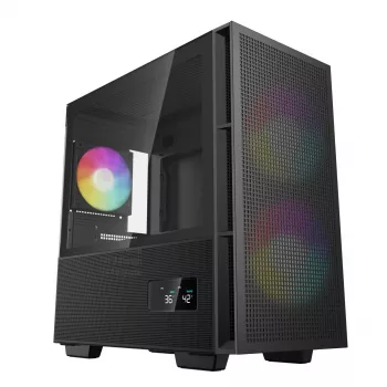 DeepCool CH360 DIGITAL R-CH360-BKAPE3D-G-1 Micro Tower kompiuterio dėžė, micro ATX/Mini-ITX, grūdintas stiklas, juoda