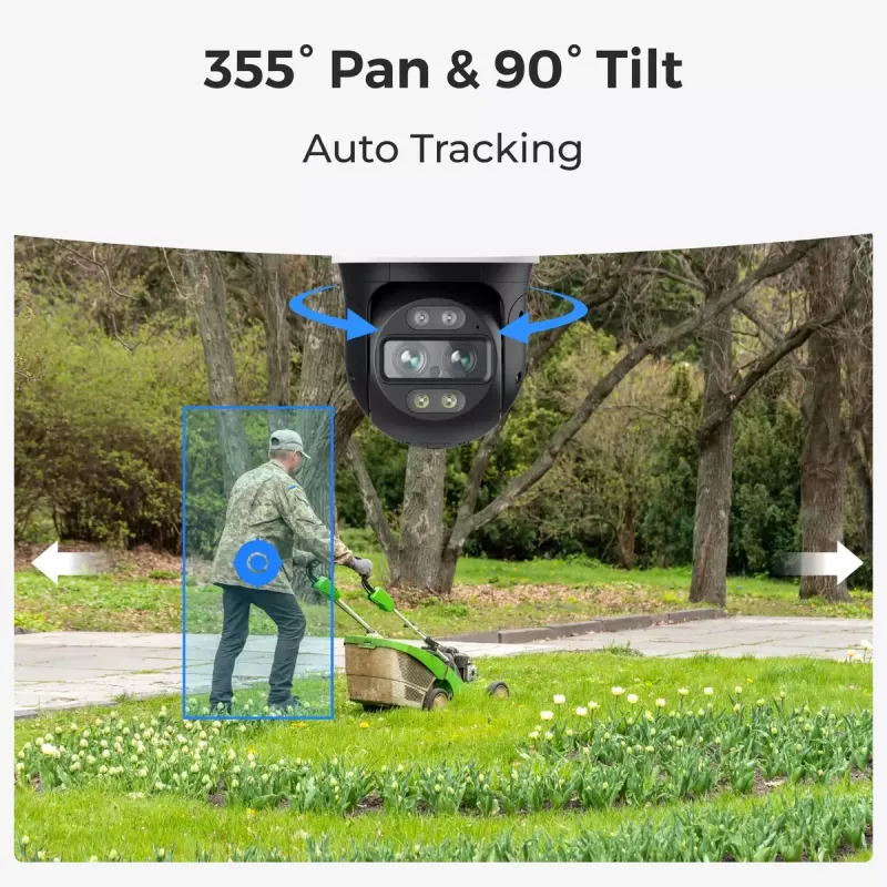 IP stebėjimo kamera Reolink TrackMix W760 4K, 8 MP, 3840×2160, Wi‑Fi ir Ethernet, PTZ (355° pasukimas, 90° pakreipimas), 30 m naktinis matymas, IP65