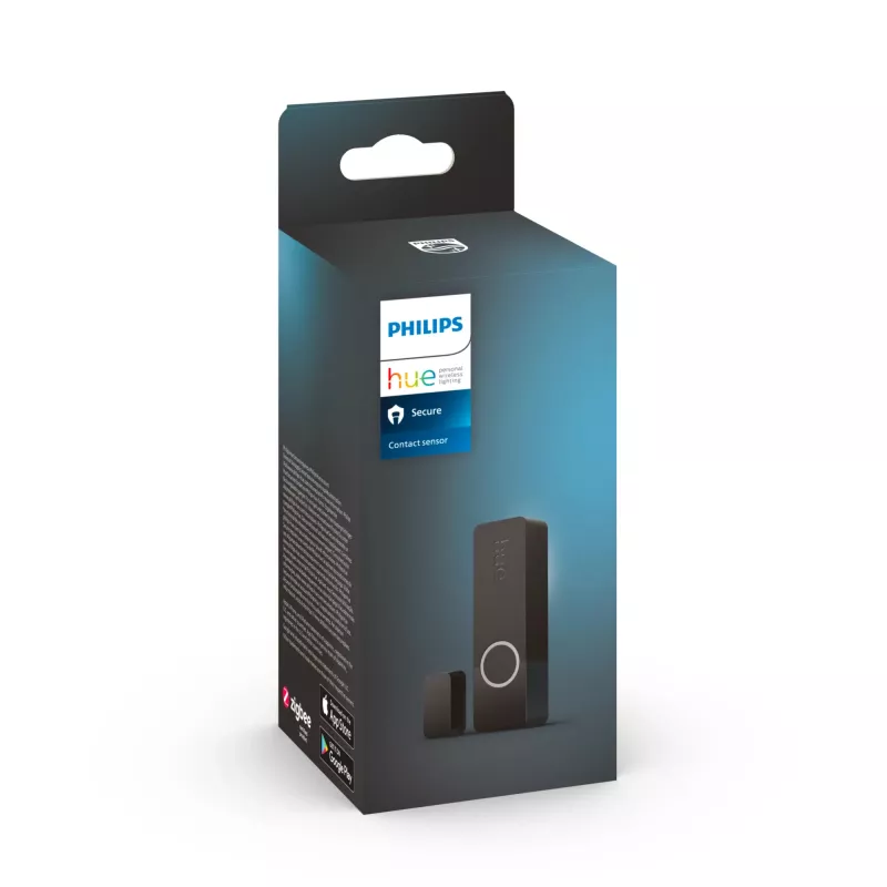 Philips Secure belaidis kontaktinis jutiklis, ZigBee, juodas, durims/langams, lipnus/sraigtinis montavimas
