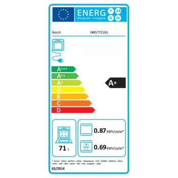 Įmontuojama orkaitė Bosch Serie 8 HBG7721B1 — elektrinė 71 l, pirolizinis valymas, jutiklinis valdymas, Wi‑Fi, halogeninė lempa, juoda