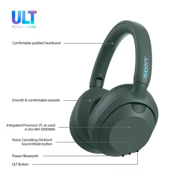 Sony ULT WEAR – Belaidės Bluetooth ausinės su ULT POWER SOUND, giliu bosu, triukšmo slopinimu, aiškiais pokalbiais, iki 30 val. baterija, iOS ir Android