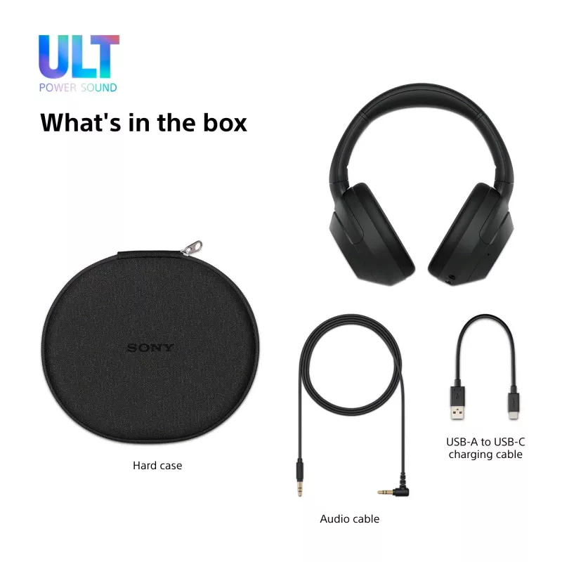 Sony ULT WEAR – Belaidės Bluetooth ausinės su ULT POWER SOUND, giliu bosu, triukšmo slopinimu, aiškiais pokalbiais, iki 30 val. baterija, iOS ir Android