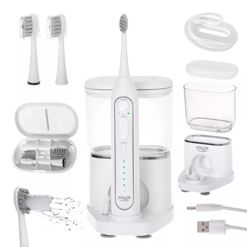 Dantų šepetėlis Adler 2-in-1 Water Flossing Sonic Brush AD 2180w
