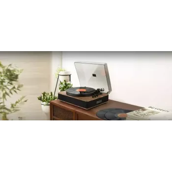 Vinilinė plokštelių grotuvas Muse MT-107 BTO – automatinis patefonas su 2 garsiakalbiais, 33/45 aps./min., 10 W RMS, 2,5 mm ausinėms