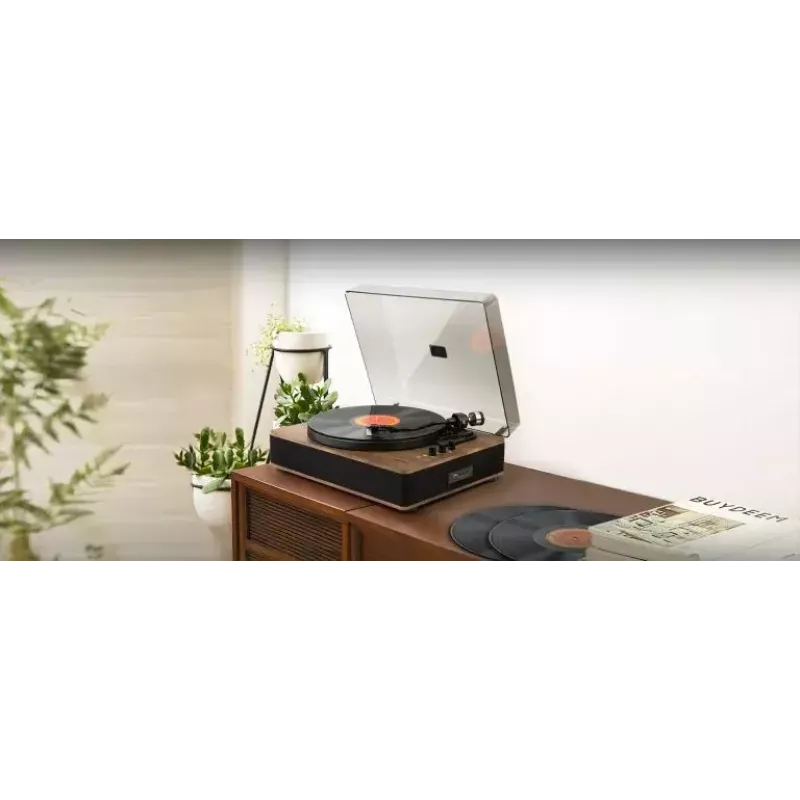 Vinilinė plokštelių grotuvas Muse MT-107 BTO – automatinis patefonas su 2 garsiakalbiais, 33/45 aps./min., 10 W RMS, 2,5 mm ausinėms