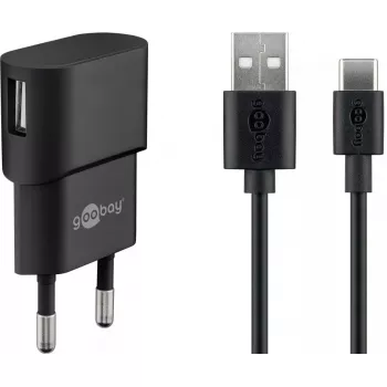 Įkroviklis GOOBAY 45298 – universalus USB 5V 1m, AC 100–240V, 5 W, juodas