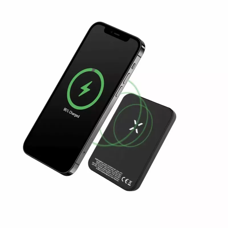 Nešiojama Power Bank FIXED MagZen 6000 mAh — juoda, USB išvestis išmaniesiems telefonams ir planšetėms