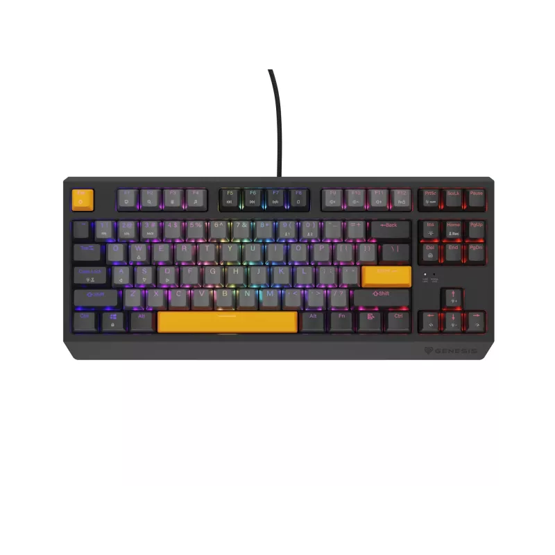 GENESIS Thor 230 TKL klaviatūra žaidimams USB + RF belaidis + Bluetooth QWERTY juoda, pilka, oranžinė