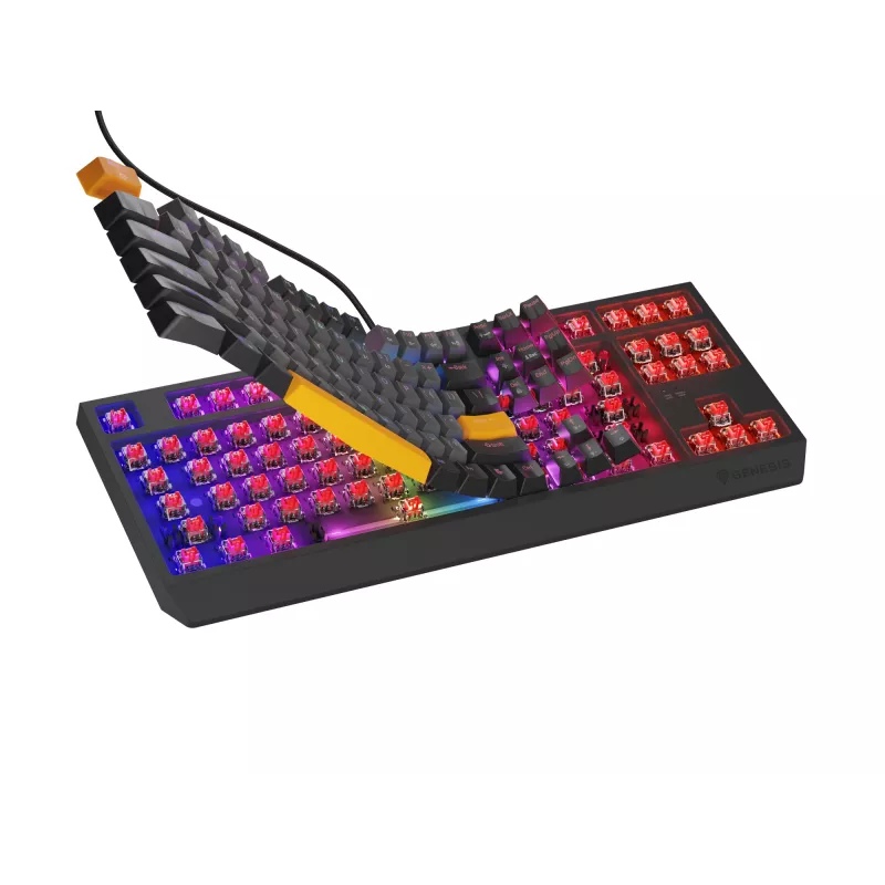 GENESIS Thor 230 TKL klaviatūra žaidimams USB + RF belaidis + Bluetooth QWERTY juoda, pilka, oranžinė