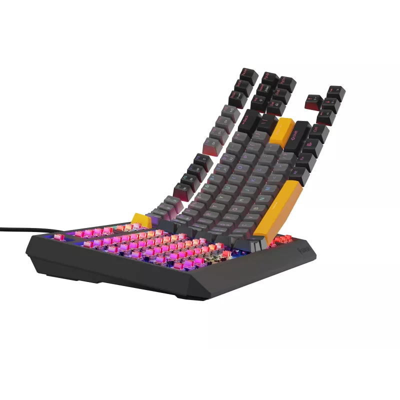 GENESIS Thor 230 TKL klaviatūra žaidimams USB + RF belaidis + Bluetooth QWERTY juoda, pilka, oranžinė