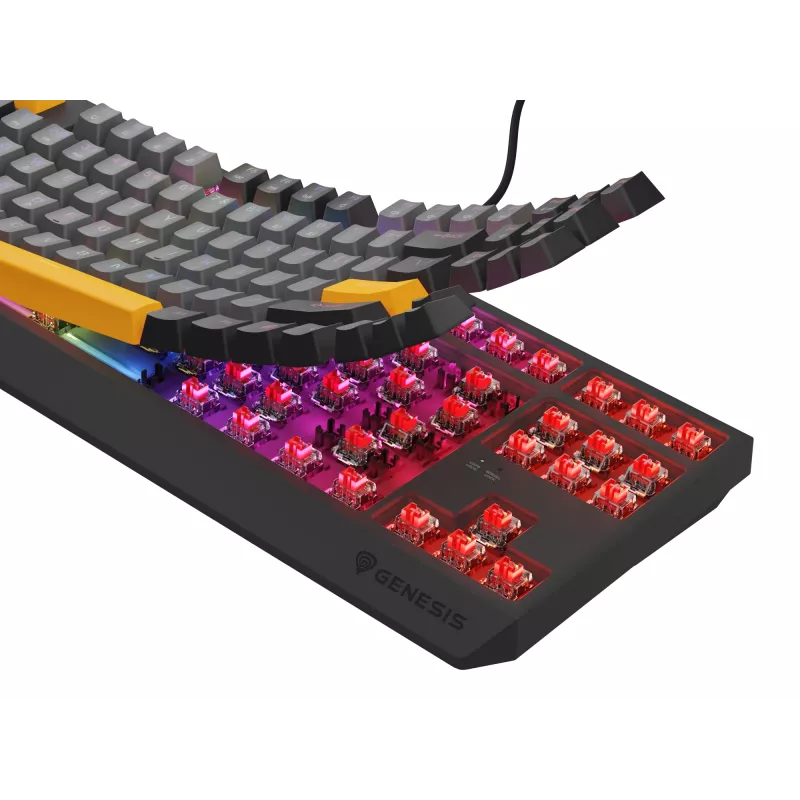 GENESIS Thor 230 TKL klaviatūra žaidimams USB + RF belaidis + Bluetooth QWERTY juoda, pilka, oranžinė
