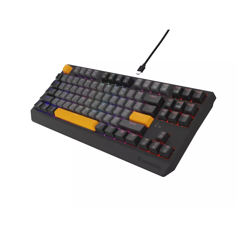 GENESIS Thor 230 TKL klaviatūra žaidimams USB + RF belaidis + Bluetooth QWERTY juoda, pilka, oranžinė