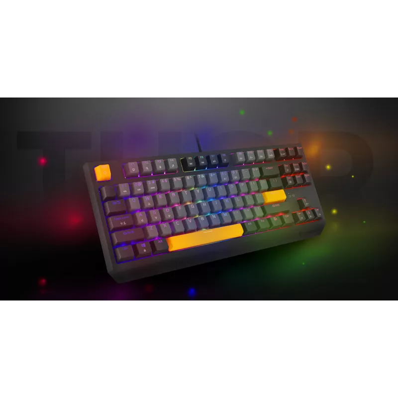 GENESIS Thor 230 TKL klaviatūra žaidimams USB + RF belaidis + Bluetooth QWERTY juoda, pilka, oranžinė