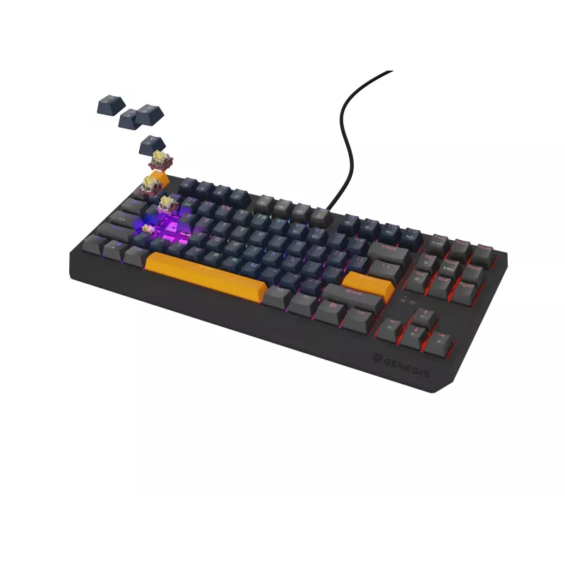 GENESIS THOR 230 TKL klaviatūra žaidimams USB + RF belaidė + Bluetooth QWERTY Juoda, Mėlyna, Pilka, Oranžinė