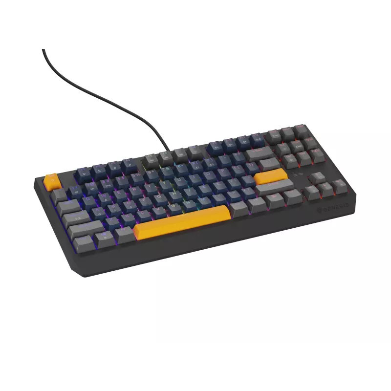 GENESIS THOR 230 TKL klaviatūra žaidimams USB + RF belaidė + Bluetooth QWERTY Juoda, Mėlyna, Pilka, Oranžinė