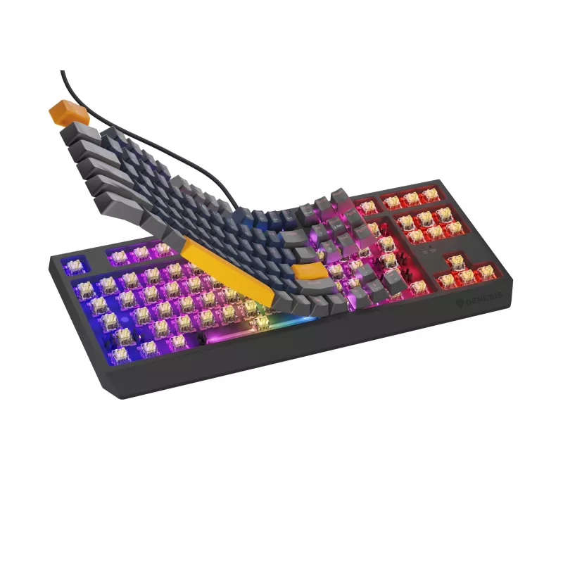 GENESIS THOR 230 TKL klaviatūra žaidimams USB + RF belaidė + Bluetooth QWERTY Juoda, Mėlyna, Pilka, Oranžinė