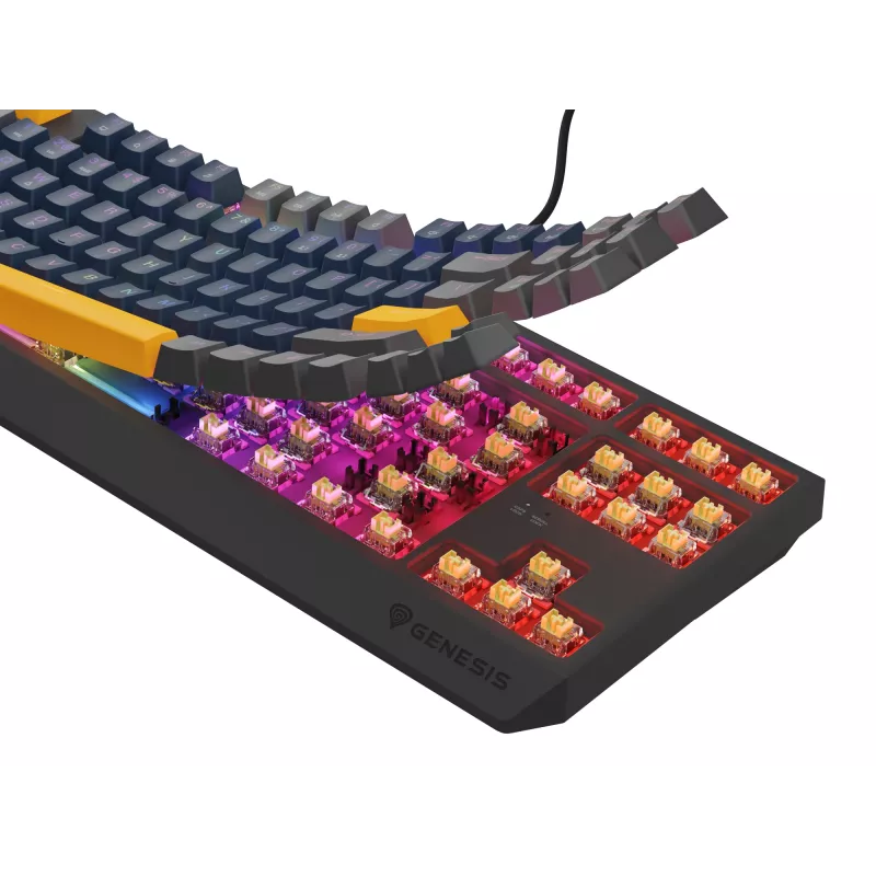 GENESIS THOR 230 TKL klaviatūra žaidimams USB + RF belaidė + Bluetooth QWERTY Juoda, Mėlyna, Pilka, Oranžinė