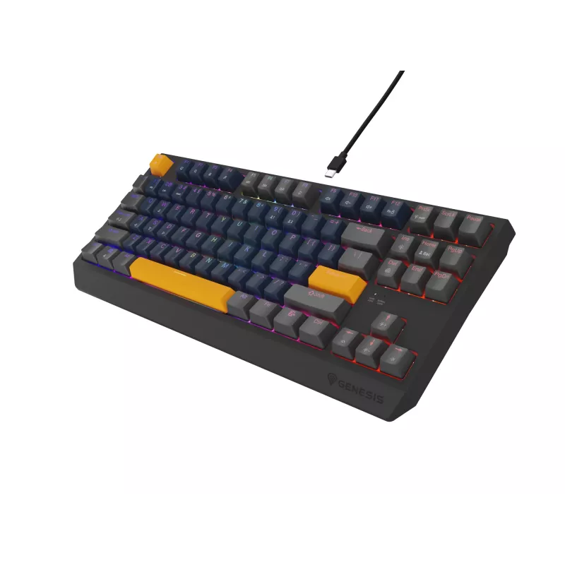 GENESIS THOR 230 TKL klaviatūra žaidimams USB + RF belaidė + Bluetooth QWERTY Juoda, Mėlyna, Pilka, Oranžinė