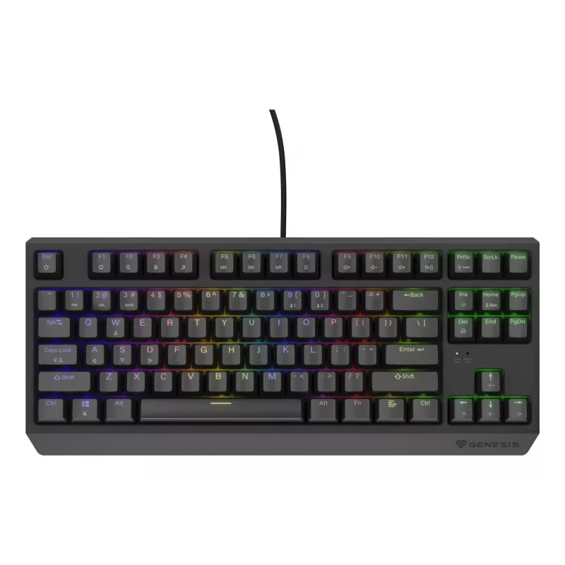 Mechaninė žaidimų klaviatūra Genesis Thor 230 TKL – be skaičių bloko, US QWERTY, Outemu Brown jungikliai, RGB, 1000 Hz, USB