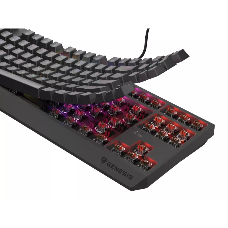Mechaninė žaidimų klaviatūra Genesis Thor 230 TKL – be skaičių bloko, US QWERTY, Outemu Brown jungikliai, RGB, 1000 Hz, USB