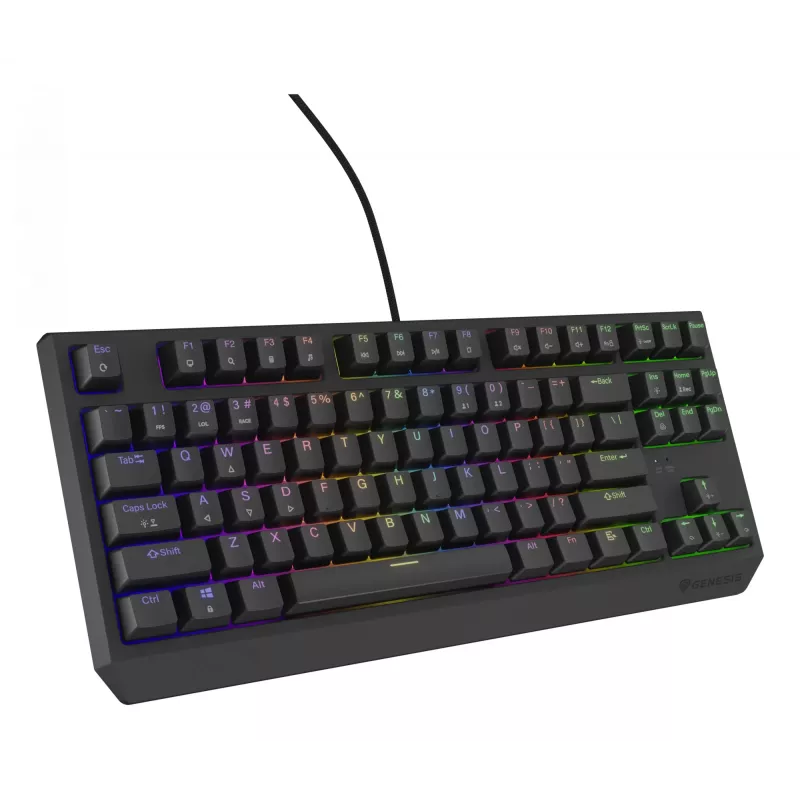 Mechaninė žaidimų klaviatūra Genesis Thor 230 TKL – be skaičių bloko, US QWERTY, Outemu Brown jungikliai, RGB, 1000 Hz, USB