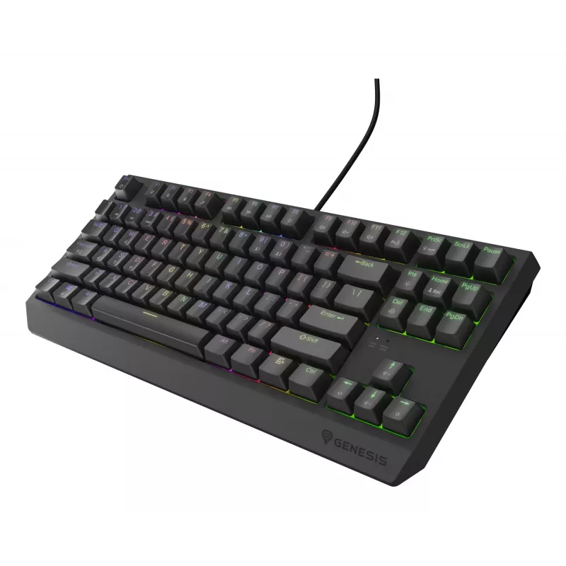 Mechaninė žaidimų klaviatūra Genesis Thor 230 TKL – be skaičių bloko, US QWERTY, Outemu Brown jungikliai, RGB, 1000 Hz, USB