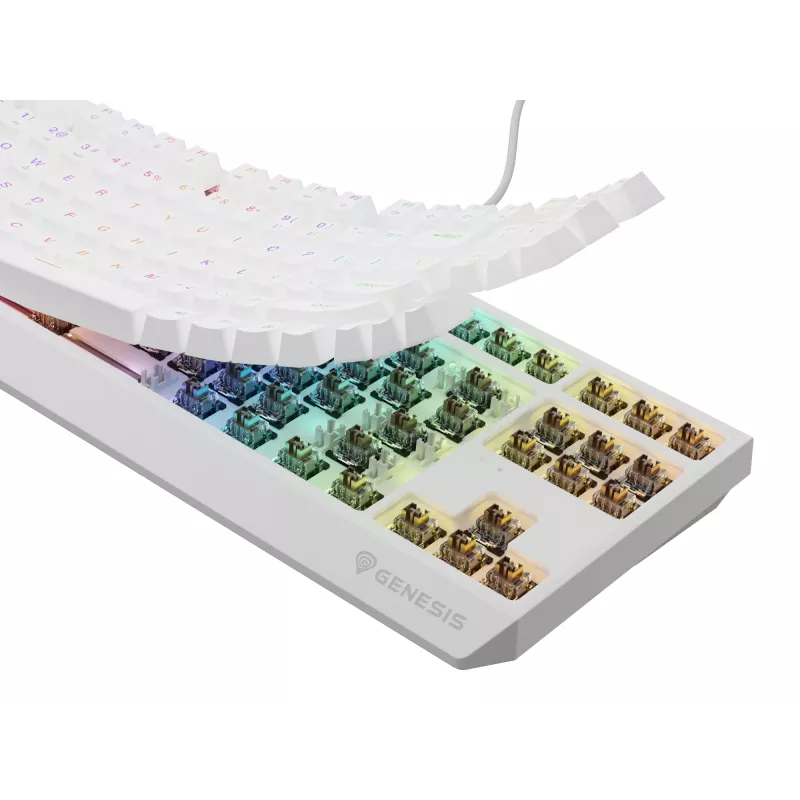 Genesis Thor 230 TKL laidinė mechaninė žaidimų klaviatūra, US, balta, Outemu Brown