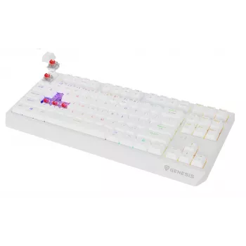 Belaidis žaidimų klaviatūra GENESIS Thor 230 TKL — USB, RF belaidis, Bluetooth, QWERTY, balta