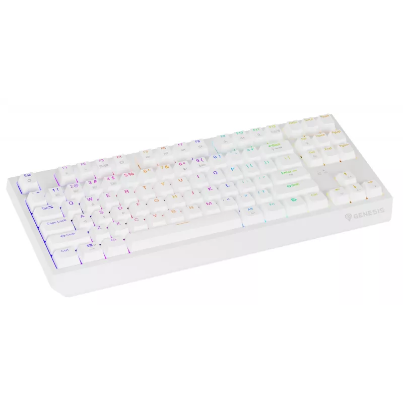 Belaidis žaidimų klaviatūra GENESIS Thor 230 TKL — USB, RF belaidis, Bluetooth, QWERTY, balta