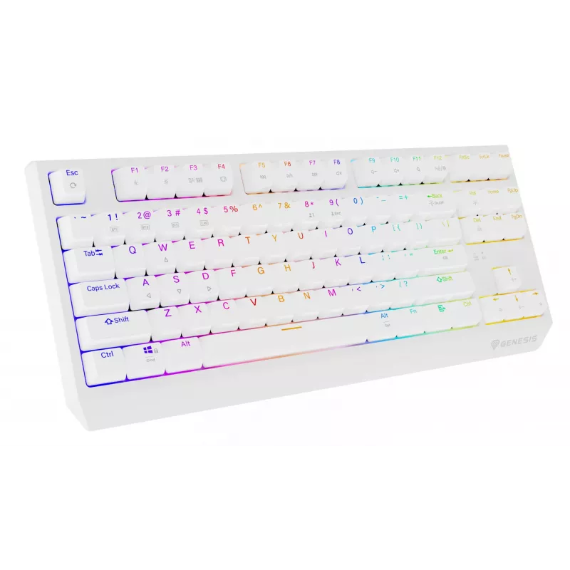Belaidis žaidimų klaviatūra GENESIS Thor 230 TKL — USB, RF belaidis, Bluetooth, QWERTY, balta