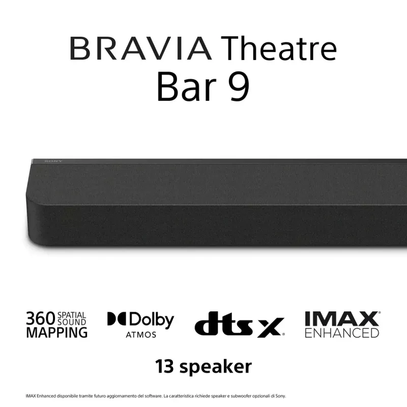 Sony BRAVIA Theatre Bar 9 – garsiakalbė su Dolby Atmos, 13 garsiakalbių, Wi-Fi, Bluetooth, 360 Spatial Sound Mapping