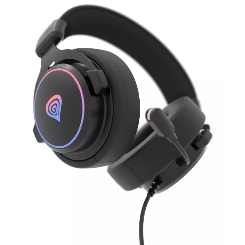 Ausinės GENESIS Neon 764, laidinės, žaidimams, USB-A, juodos