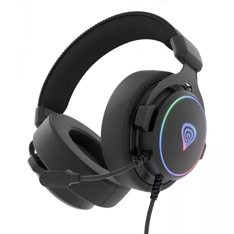 Ausinės GENESIS Neon 764, laidinės, žaidimams, USB-A, juodos