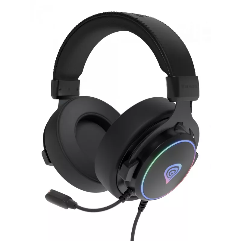 Ausinės GENESIS Neon 764, laidinės, žaidimams, USB-A, juodos