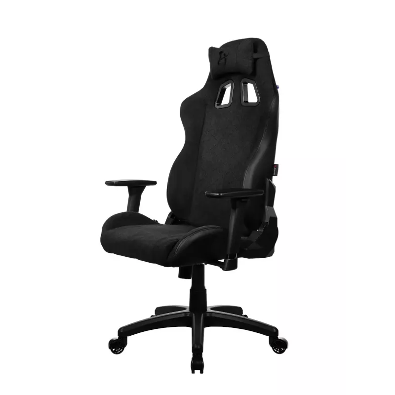 Žaidimų kėdė arozzi Avanti SoftFabric Pure Black – ergonomiška, aukšta nugara, reguliuojami porankiai, atlošiama