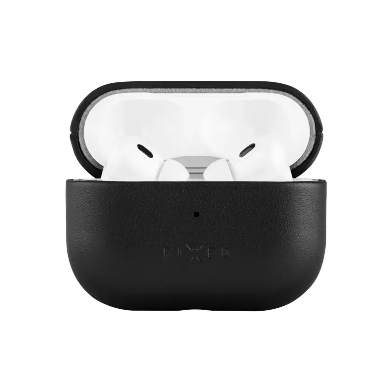 Apsauginis odinis dėklas FIXED FIXLPM-999-BK ausinukų dėžutei su MagSafe palaikymu, juodas