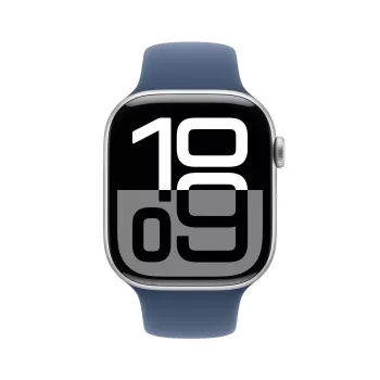 Apple Watch Series 10 GPS 46mm sidabrinis aliuminio korpusas su denimo sportine juostele (M/L)