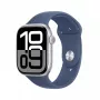 Apple Watch Series 10 GPS 46mm sidabrinis aliuminio korpusas su denimo sportine juostele (M/L)