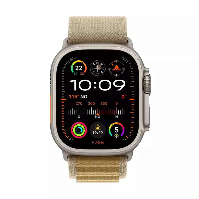 Išmanusis laikrodis Apple Watch Ultra 2 GPS + Cellular 49mm natūralaus titano korpusas su Tan Alpine Loop vidutinio dydžio apyranke