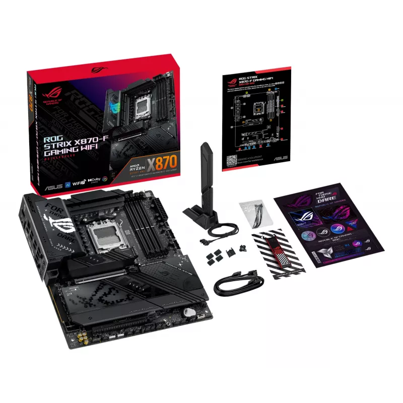 Motininė plokštė ASUS ROG STRIX X870-F GAMING WIFI — AMD X870, lizdas AM5, ATX, DDR5, 4x DIMM, Wi‑Fi 7, BT 5.4