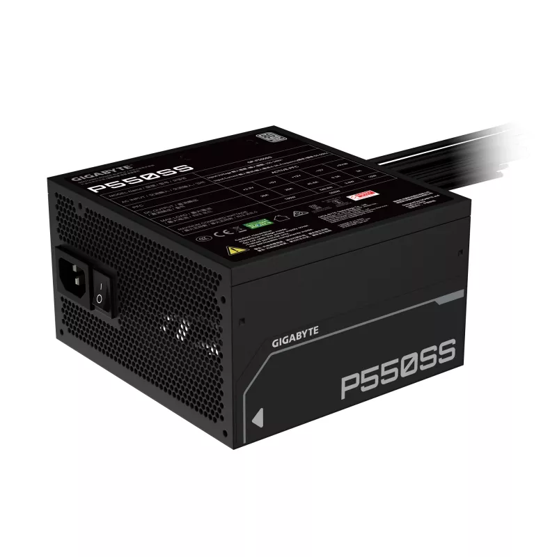 GIGABYTE P550SS maitinimo blokas - PCIe 5.0, 80 PLUS Silver, 120 mm ventiliatorius, ATX 3.0 suderinamas, EU kištukas