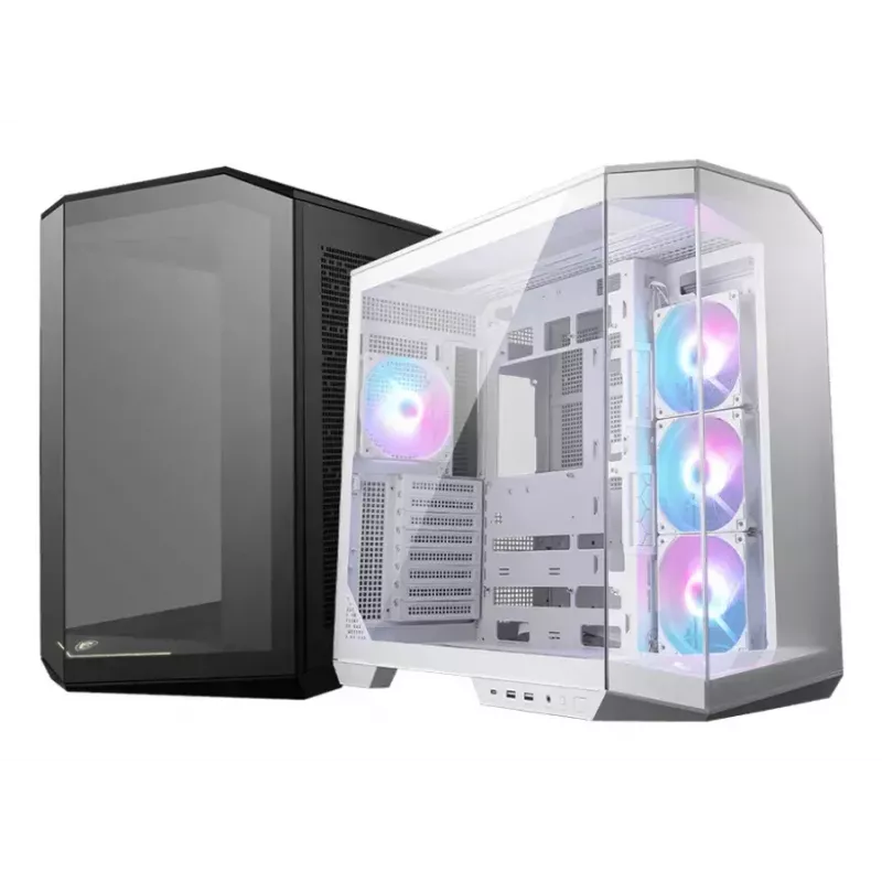 PC korpusas MSI MAG PANO 100R PZ Midi Tower baltas — ATX, 380 mm GPU, 166 mm CPU aušintuvas, 8 plėtros lizdai, 3×2,5 colio + 2×3,5 colio, USB-A×2, USB-C×1
