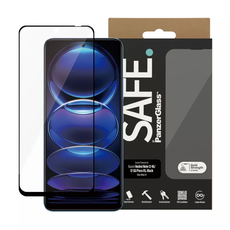 PanzerGlass SAFE. by ® Apsauginis stiklas Xiaomi Redmi Note 12 5G | 12 4G | Poco X5 | Ultra-Wide Fit