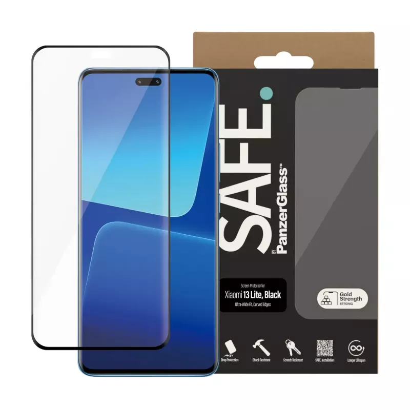 Apsauginis stiklas PanzerGlass SAFE. ® Xiaomi 13 Lite Ultra-Wide Fit smūgiams atsparus