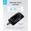 Anker Zolo 10000mAh nešiojama baterija, 30W ultra greitas įkrovimas, integruotas USB-C laidas, juoda