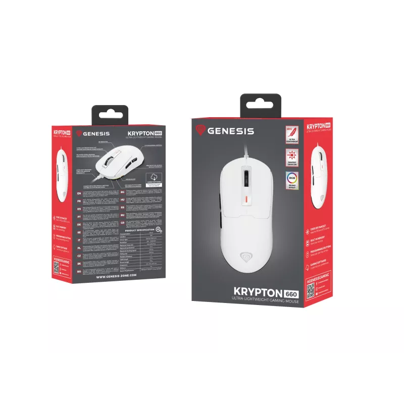 GENESIS Krypton 660 pelė žaidimams Ambidekstrinė USB-A Optinė 12000 DPI
